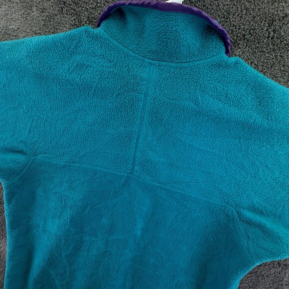 VTG Patagonia Womens Jacket Adult Fleece Purple Blue 1/4 Snap Pullover W/ Logo - Picture 15 of 15